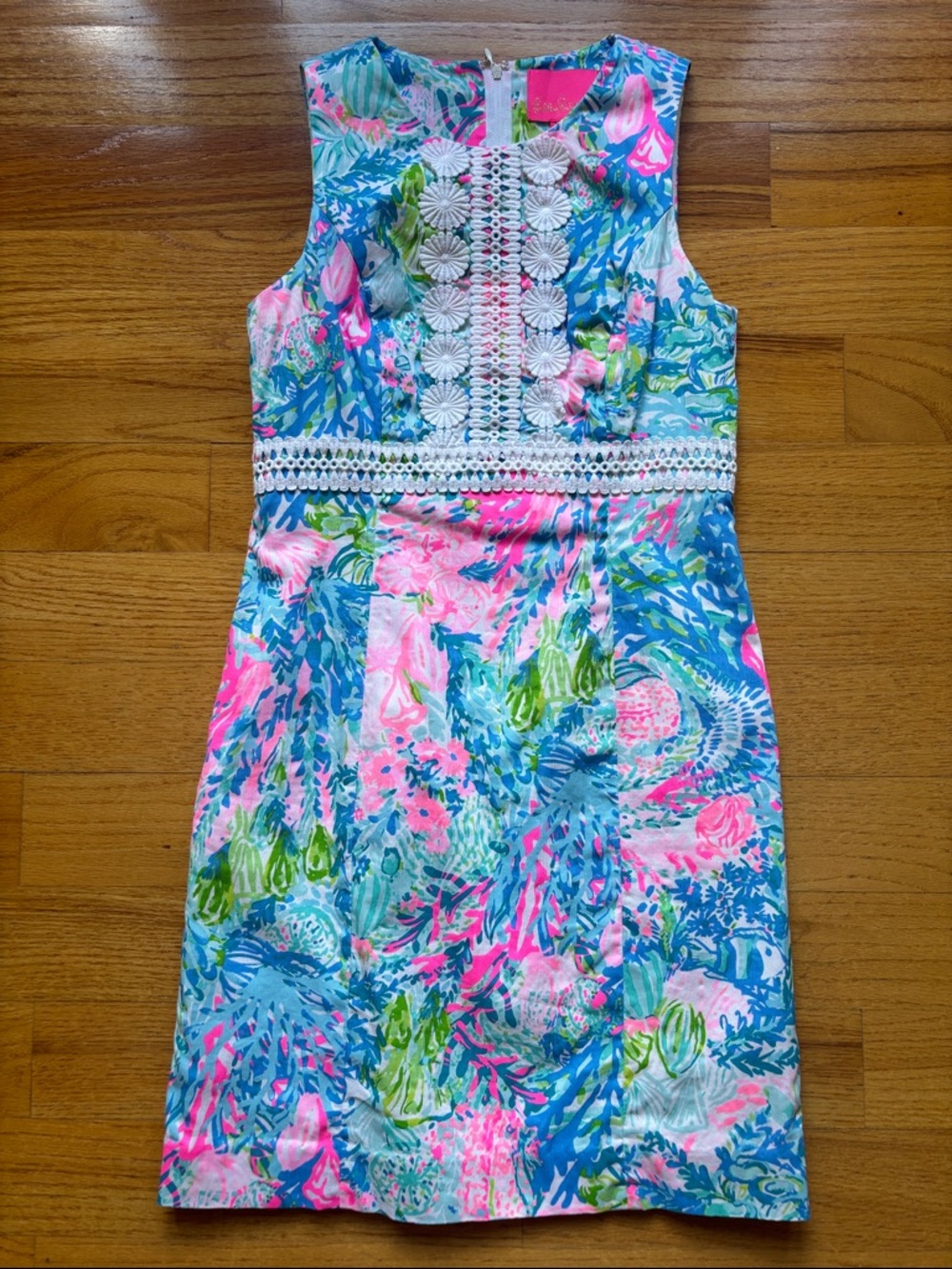 Lilly Pulitzer Railee Shift Dress with Crochet Trim Size 0